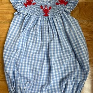 Lobster Smocked Baby Bubble Dress